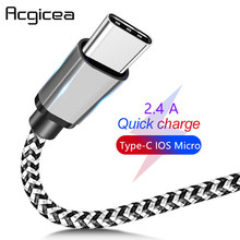 Micro USB Cable 2.4a fast charge Type-C USB C Charger cord wire for samsung xiaomi huawei android mobile phone cables 1m 2m 3m 2024 - buy cheap