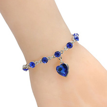 Bluelans pulseira brilhante de strass, bracelete redondo com pingente de coração amor 2024 - compre barato