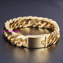 8.5"x14mm Gold Tone Heavy Cool Mens Jewelry 316L  Stainless Steel Curb Cuban Chain Bracelet 2024 - buy cheap