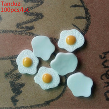 Tanduzi 100pcs Wholesale Flatback Resin Cabochons Simulation Food Fried Egg DIY 1:12 Dollhouse Miniature Decoration Resin Crafts 2024 - buy cheap