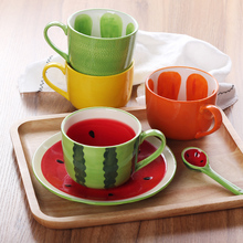 Taza de café con forma de melón, taza de café con forma de sandía, limón y sandía, taza de postre de desayuno encantadora 2024 - compra barato