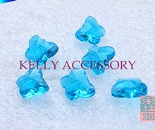 Wholesale 20pcs/lot Lake Blue Faceted Glass Crystal Quartz Butterfly Charm Loose Spacer DIY Beads 12X14mm Free Shipping 2024 - buy cheap