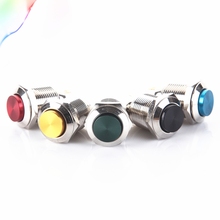 1pcs 12mm Metal Oxidized push button Switch flat round waterproof momentary reset 1NO pin terminal red black blue Gold Green