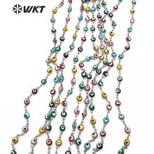 WT-RBC103 Stainless Steel Evil Eye Chain In IPG Plated Evil Eye Beads Silver Color Rosary Beads Chain For Jewelry Making 2024 - buy cheap