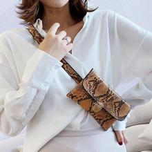 Women Snake Skin Print Waist Bag Fashion PU Leather Fanny Pack Vintage Serpentine Shoulder Bag Pouch Female Waist Pack Belt Bag 2024 - buy cheap