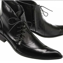 Alta moda estilo italiano luxuoso masculino couro legítimo bico fino sapatos social sapatos com fecho lateral calçado de tornozelo 2024 - compre barato