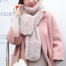 2020 Women's Real Fur Scarf Luxury Big Long Natural Rex Rabbit Fur Scarves Thick Warm Winter Fashion Fur Wraps Korean Style 2024 - buy cheap