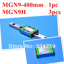 Miniatura Guia Linear MGN9 9mm linear trilho deslizante set: 1 pc MGN9-L400mm trilho + 3 pcs mgn9h peças do cnc 2024 - compre barato