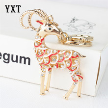 Chinese Zodiac Streak Goat Sheep Cute Crystal Rhinestone Charm Pendant Purse Bag Car Key Ring Chain Creative Wedding Good  Gift 2024 - buy cheap