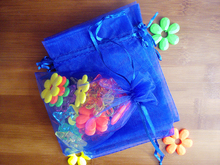 Bolsa de Organza con cordón azul real, embalaje de joyería para té/regalo/comida/dulces, pequeña bolsa de hilo transparente, 17x23cm, 300 Uds. 2024 - compra barato