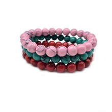 Trendy Natural Stone Love red green pink Coral Turquois Bead Bracelet Vintage Charm Bracelets Jewelry For Women Friend Gift 8mm 2024 - buy cheap