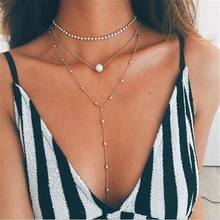 New Boho Simulated Pearl Jewelry Multi Layer Beads Choker Necklaces for Women Pendant Vintage Fashion Bijoux Jewelry 2024 - buy cheap