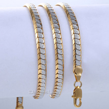 Cadena para hombres y mujeres Unisex, 3/4/5mm, balanzas de corte, Nugget lleno de oro Amarillo Blanco GF, collares al por mayor, regalo de joyas LGNM93 2024 - compra barato