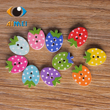 50Pcs/Lot Colorful Lovely Strawberry Painting Wooden Buttons For Children Diy Wooden Decoration For Clothing Sewing Buttons 2024 - buy cheap