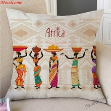 Home Decorative African Style Nordic Sofa Throw Pillow Case Black Girl Woman Africa Art Cotton Linen Car Pillow Cushion Cover 2024 - buy cheap