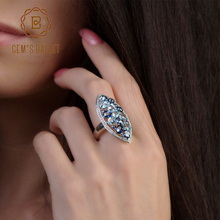 Женское кольцо из серебра 925 пробы, с натуральным голубым топазом 2022 - купить недорого