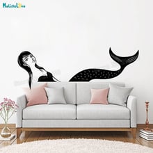 Magical Mermaid Wall Sticker Vinyl Decals For Bathroom Living Room Self-adhesive Home Decoration Beautiful Art Murals YT435 2024 - buy cheap