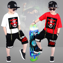 New Children Street Dance Clothing Boys And Girls Summer Short Sleeved Clothes Sets 2Pcs Teenagers Sports Suit Hip Hop Costumes 2024 - buy cheap