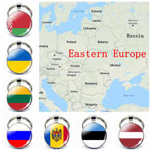 Eastern Europe: Russia Latvia Lithuania Ukraine Flag Key Chain Glass Jewelry Keychain Pendant Patriot National Day Gifts 2024 - buy cheap
