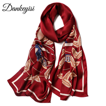 DANKEYISI 100% Silk Scarf Women Hijab Foulard Head Scarves For Hair Wraps Long Neck Printed Scarfs Shawl Wraps 2018 2024 - buy cheap