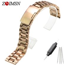 ZLIMSN 20mm (Buckle 18mm) Pure Solid Stainless Steel Rose Gold Plated Watchband BANDS Watch Strap Bracelets A1 Relogio 2024 - buy cheap