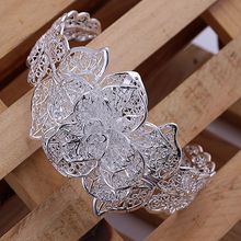 2015 New  Jewelry Silver plated Fashion Jewelry Triple Flower Bracelets&Bangle,Wholesale SMTB164 2024 - buy cheap