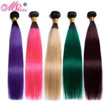 Mshere Ombre Straight Hair 1/3/4 Bundle Deals  Brazilian 100% Human Hair Weave Bundles Non Remy Colorful Hair Extensions 2024 - buy cheap