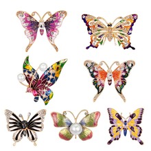 Fashion Vintage Rhinestone Butterfly Brooch Pin Women Dress Brooch Pin Trendy Corsages Jewelry Broches Scarf Clothes Hijab Pins 2024 - buy cheap