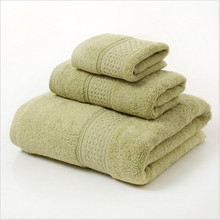 3pcs Towel Set Solid White Hand/Face/Bath Washcloth Pure Cotton Green Grey 70*140cm Beach Toalla For Hotel Home Bathroom Textile 2024 - buy cheap