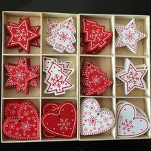 5pcs/set White Red Christmas Tree Ornament Wooden Hanging Pendants Angel Snow Bell Elk Star Christmas Decorations for Home 2024 - buy cheap