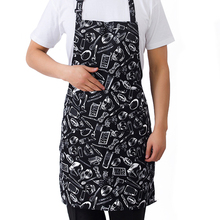 Avental de cozinha ajustável com listras pretas, avental de cozinha com 2 bolsos, avental de cozinhar para homem e mulher 2024 - compre barato