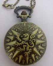 Reloj de cuarzo con tapa, cronógrafo de bolsillo, collar, steampunk, bronce, antiguo, León, de buena calidad 2024 - compra barato