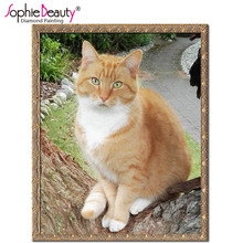 Sophie Beauty-pintura de diamante artesanal, punto de cruz, bordado artesanal, encantador gato marrón, costura, Kit de mosaico de diamantes, artes 2024 - compra barato