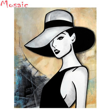 5d DIY diamond painting watercolor Ink hat woman full drill square/round mosaic Diamond Embroidery cross stitch home decor 2024 - buy cheap