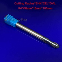 1pc radius=4mm 2 Flutes hrc55 R4*16*D8*100 solid carbide Ball nose End Mill CNC router bits tools Milling cutter 2024 - buy cheap
