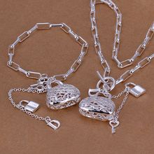 Conjuntos de joias de prata esterlina, conjuntos de joias da moda prata, bolsas e fechaduras, joias para atacado, frete grátis aigio ls006 2024 - compre barato