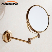 Bath Mirrors 3 x Magnifying Mirror of Bathroom Makeup Mirror Folding Shave 8" Dual Side Antique Brass Wall Round Mirrors 9136 2024 - buy cheap