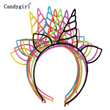 Candygirl 7pcs Plastic Unicorn Headbands Cat Headbands Party Hairbands Girls Teens Toddlers Children Hairbands Black Accessories 2024 - buy cheap