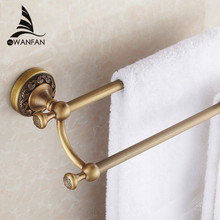 Towel Bars 60cm Double Rails Antique Brass Wall Shelves Towel Holder Bath Shelf Hanger Bathroom Accessories Towel Rack 3711F 2024 - buy cheap