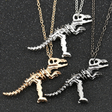 Dinosaur Necklace Tyrannosaurus Rex Skeleton Gold Black Gun Silver Color Pendant Fashion Punk Gothic Jewelry Men Women Wholesale 2024 - buy cheap
