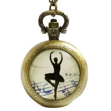 Новое поступление, женские кварцевые карманные часы для балета, танцора, девушек, черного/серебристого/бронзового цвета, аналоговые в виде кулона, ожерелье, женские карманные часы, подарок 2024 - купить недорого