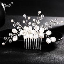 Miallo Handmade de Cristal rhinestone Pérola jóias Nupcial Do Casamento Acessórios Para O Cabelo Pente Tiara de Teste Padrão de Flor Doce Grampos de cabelo 2024 - compre barato