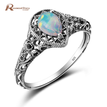 Elegant White Fire Opal Rings Women Vintage 925 Sterling Silver Cocktail Ring Heart Stone Hollow Base Classic Party Fine Jewelry 2024 - buy cheap
