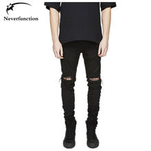 Hip hop jeans streetwear Slim Fit Ripped cool Jeans Men Hi-Street Mens Distressed Denim pants Knee Holes Washed Destroyed Jeans 2024 - buy cheap