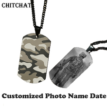 Customized Camouflage Necklace Engrave Name Date Photo Necklaces Personalized Rectangle Black Pendant For Man Gift 2024 - buy cheap