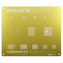Металлическая сетка Mechanic S40 A8 A9 A10 A11 A12 3D Groove BGA Reballing Gold Stencil Plant для iPhone 6/6S/6SP/7G/7P/8/8P/X/XS/XS MAX/XR 2024 - купить недорого