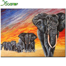 YOGOTOP-mosaico de diamantes de imitación 5D DIY, bordado de animales, pintura de elefante, decoración completa cuadrada/redonda, regalo para el hogar YY242 2024 - compra barato