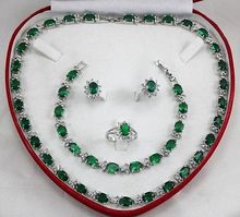 Nobility Jewelry Choker Natural Women's Green Zircon Earring Bracelet Necklace Ring( NO Box ) 2024 - buy cheap
