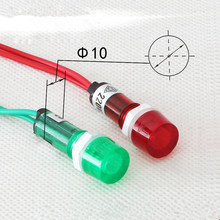 Lámpara para señal de piloto de neón, luz roja, verde, amarilla, con Cable largo de 220 pulgadas, de 10mm XDN1-C, AC 7,7 V, 10 Uds. 2024 - compra barato