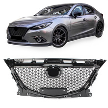 Решетка Передняя верхняя, решетка с Сотами для Mazda 3 Axela 2014 2015 2016, черные автомобильные аксессуары из АБС-пластика 2024 - купить недорого